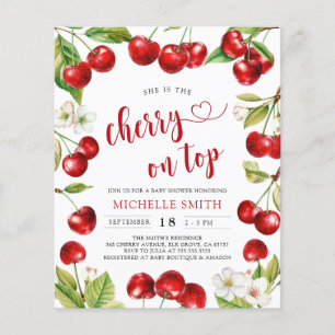 Papier Budget Cherry On Top Red Cherry Baby shower Invita