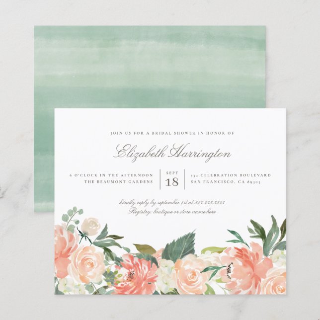 Papier Budget Chic Aquarelle Ressort Fête des mariées flo (Devant / Derrière)