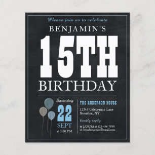 Papier Budget Chic Chalkboard Blue Balloon 15e anniversai