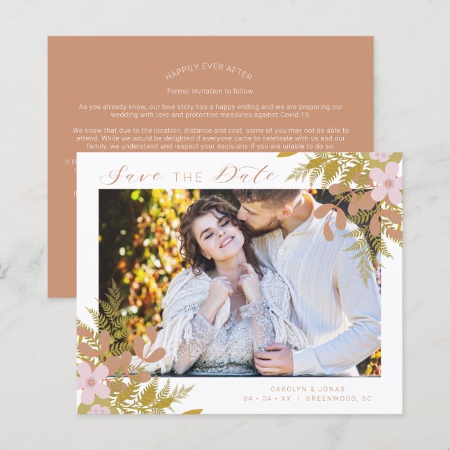 Papier Budget Chic Dusty Shades Branches Photo Wedding (Devant / Derrière)