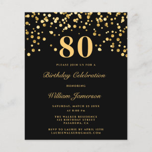 Papier Budget Chic Invitation d'anniversaire 80e