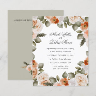 Papier Budget Chic Orange Ivory Sage vert Mariage floral