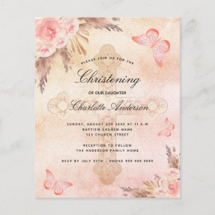 Papier Budget Christening blush papillon pampas herbe