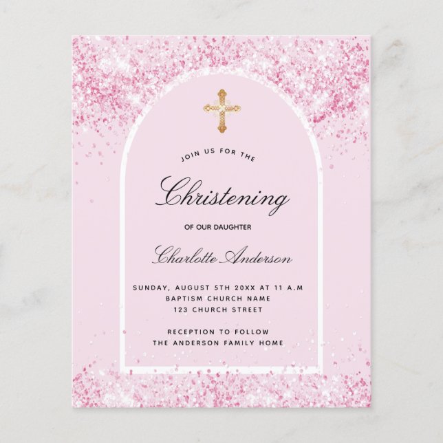 Papier Budget christening rose pâle parties scintillant a (Devant)