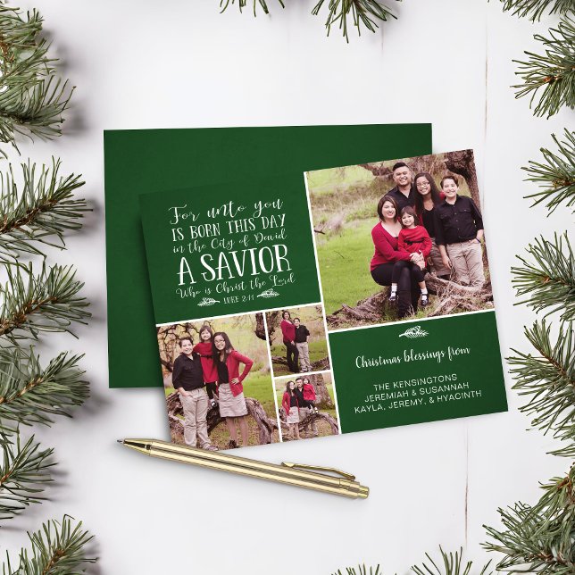 Papier Budget Christian Christmas Collage Luke 2 Photo (Budget Christian Christmas Collage Luke 2 Photo Christmas Card)