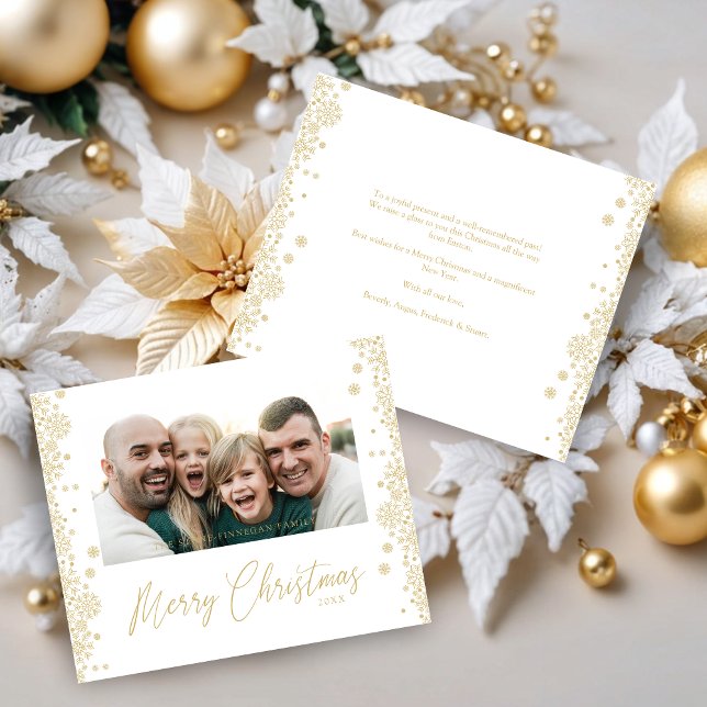 Papier Budget Christmas Snowflakes Fancy Minimalist Photo (Budget Inexpensive Cheap Christmas Snowflakes Fancy Modern Minimalist Photo Holidays Cards.)