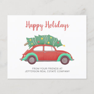Papier Budget Christmas Tree Car Business Holiday Card