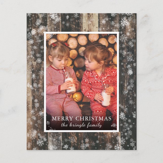 Papier Budget Christmas Wood Photo Holiday Card (Devant)
