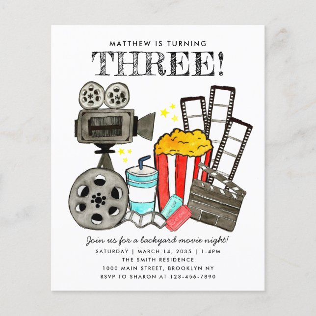 Papier Budget Cinema Movie Anniversaire de enfant de soir (Devant)
