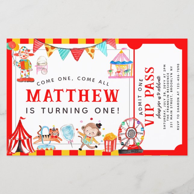 Papier Budget Circus Carnival Show Billet mignon Annivers (Devant)