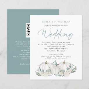 Papier Budget Citrouilles Turquoise Foliage QR Wedding In