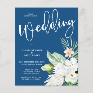 Papier Budget Classic Blue Floral Faire-part de mariage