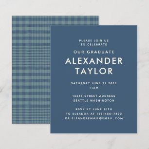 Papier Budget Classic Blue Glen Plaid Motif Graduation