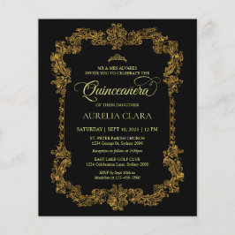 Papier Budget Classic Elegant Black Gold Quinceanera