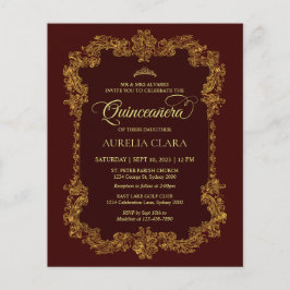 Papier Budget Classic Élégant Rouge Or Quinceanera