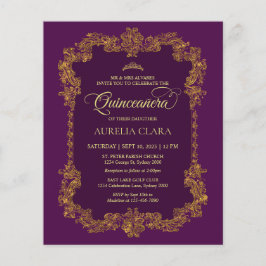 Papier Budget Classique Élégant Violet Or Quinceanera