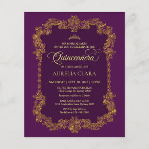 Papier Budget Classique Élégant Violet Or Quinceanera
