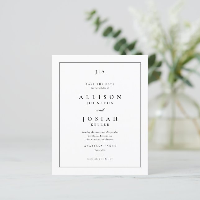 Papier Budget Classique Noir & Blanc Mariage Enregistrer  (Debout devant)