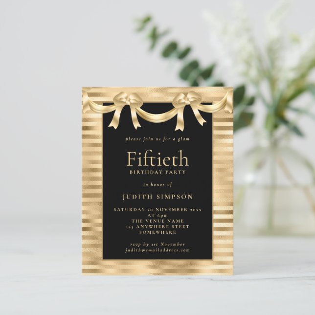 Papier Budget Classy Gold Noir 50e anniversaire Invitatio (Debout devant)