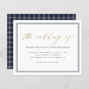 Papier Budget Classy Nautical Navy & Gold Script Mariage