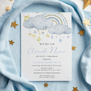 Papier Budget Cloud Neuf Baby Boy Baby shower Invitation