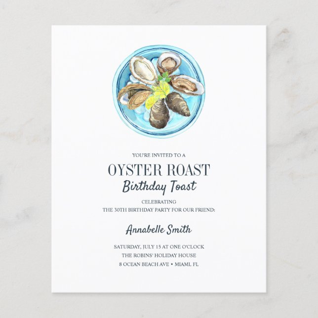 Papier Budget Coastère Oyster Roast fête d'anniversaire (Devant)