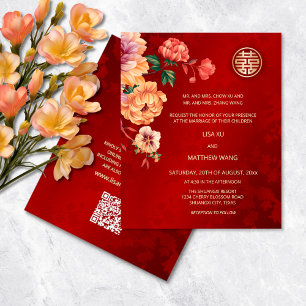 Papier BUDGET   Code QR   Mariage chinois Peony
