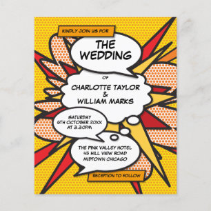 Papier Budget Comic Book Pop Art Faire-part de mariage