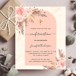 Papier Budget Confirmation pampas herbe marbre rose blush