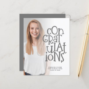 Papier Budget Congrats Photo Grey Graduation Faire-part