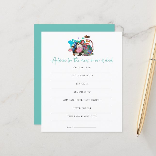 Papier Budget Conseils de jeu Nouveau Maman Papa Vache Ba (Devant/Arrière en situation)