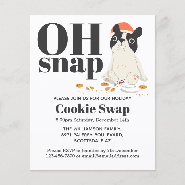 Papier Budget Cookie Swap Puppy et Cookies Invitation (Devant)