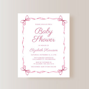 Papier Budget Coquette Bows Rose Baby Girl Douche