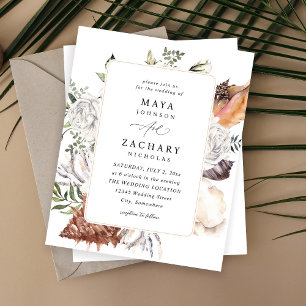 Papier Budget Coquillages et Fleurs Blanches de Mariage