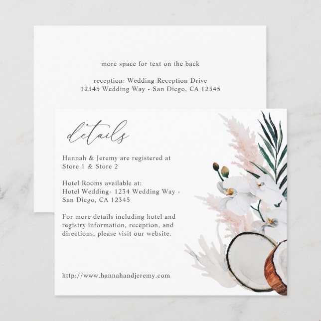 Papier Budget Coral de coco blanc Détails floraux (Devant / Derrière)