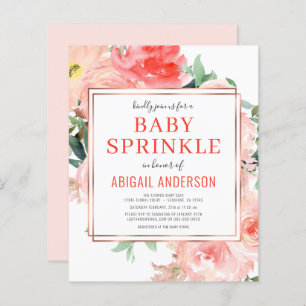 Papier Budget Coral Floral Peach Baby Sprinkle Invitation