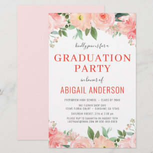 Papier Budget Coral Peach Floral 2023 Grad Invitation
