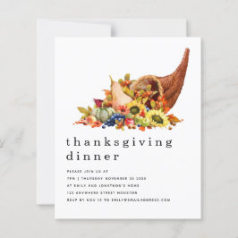 Papier Budget Cornucopia tournesol Thanksgiving Invitatio