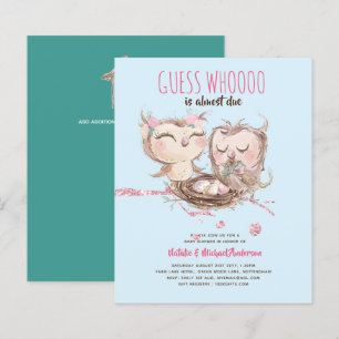 Papier BUDGET Couples Baby shower Cute Owls Woodland Inv.