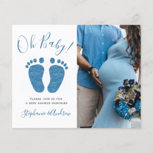 Papier Budget Couples Photo Boy's Baby shower Invitation