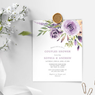 Papier Budget Couples Roses violets Invitation douche