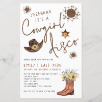 Budget Cowgirl Disco Bachelorette Party Invitation