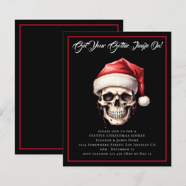 Papier Budget crâne gothique Invitation de la fête de Noë (Devant / Derrière)