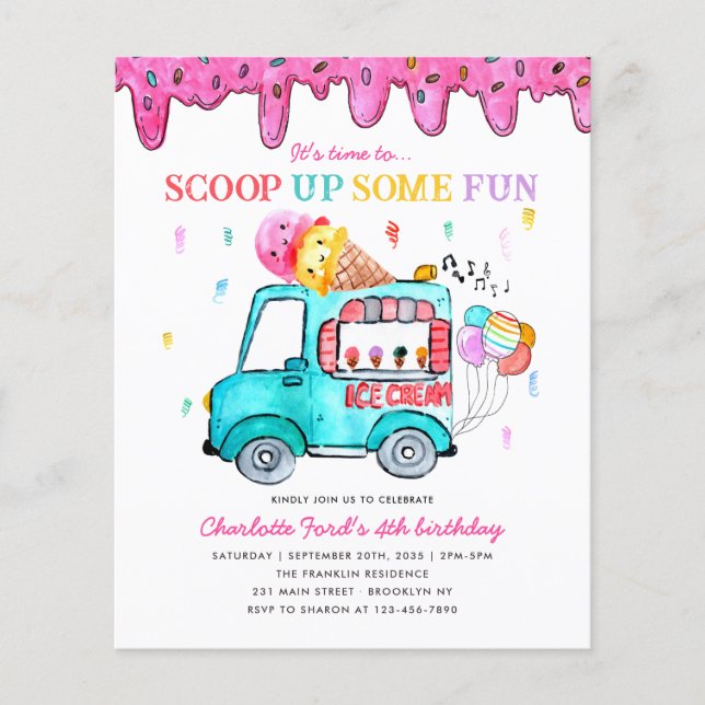 Papier Budget Crème glacée Ramassez Fun Truck Anniversair (Devant)