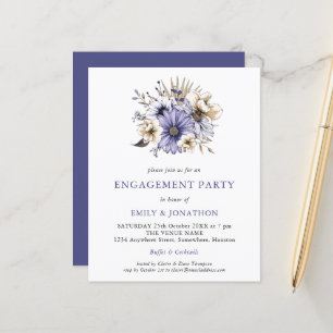 Papier BUDGET Crème violet Floral Engagement Invitation