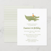 Budget Crocodile vert 1er Invitation anniversaire