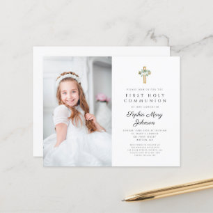 Papier Budget Croix florale blanche photo première commun