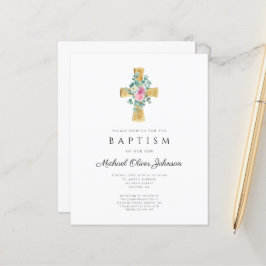 Papier Budget croix rose florale pivots Invitation de bap