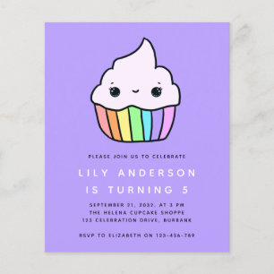 Papier Budget Cupcake Invitation de fête d'anniversaire d
