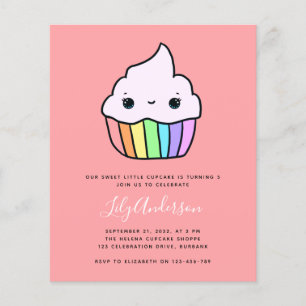 Papier Budget Cupcake Invitation de fête d'anniversaire d